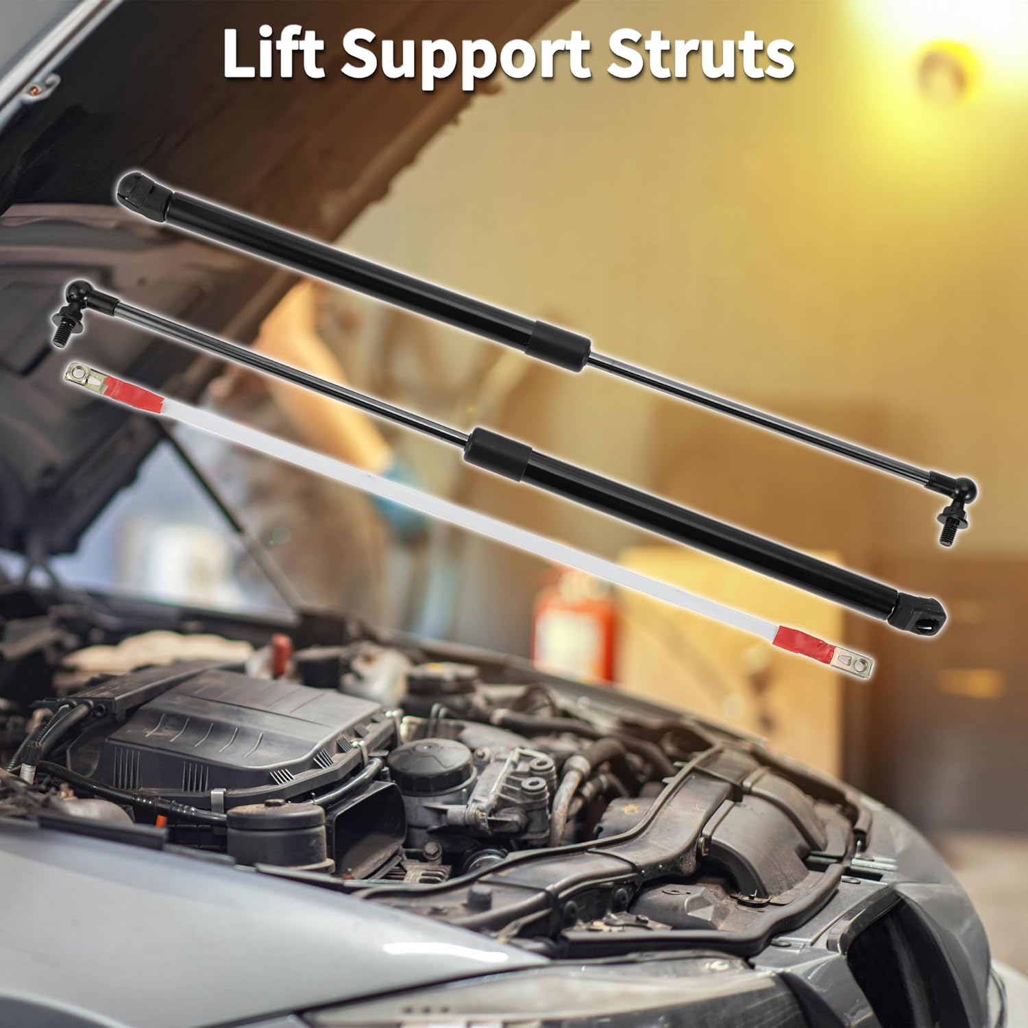 Lift Supports Struts for Mazda 6 M6 2014-2021 Front Hood Gas Spring Black with Connecting Wire,Mounting Bracket,Gasket 2Set