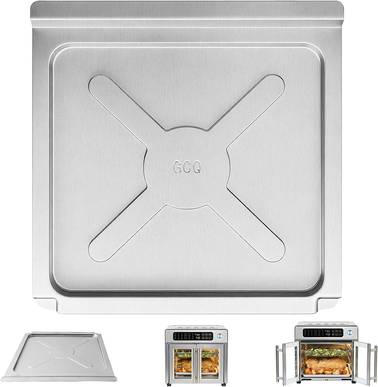 GXF Air Fryer Drip Tray for Emeril Lagasse 25QT, 13.9x12.1 INCH Stainless Steel Replacement Drip Pan Crumb Tray for Emeril Dual Zone 360 French Door Extra Large Air Fryer Oven Accessories