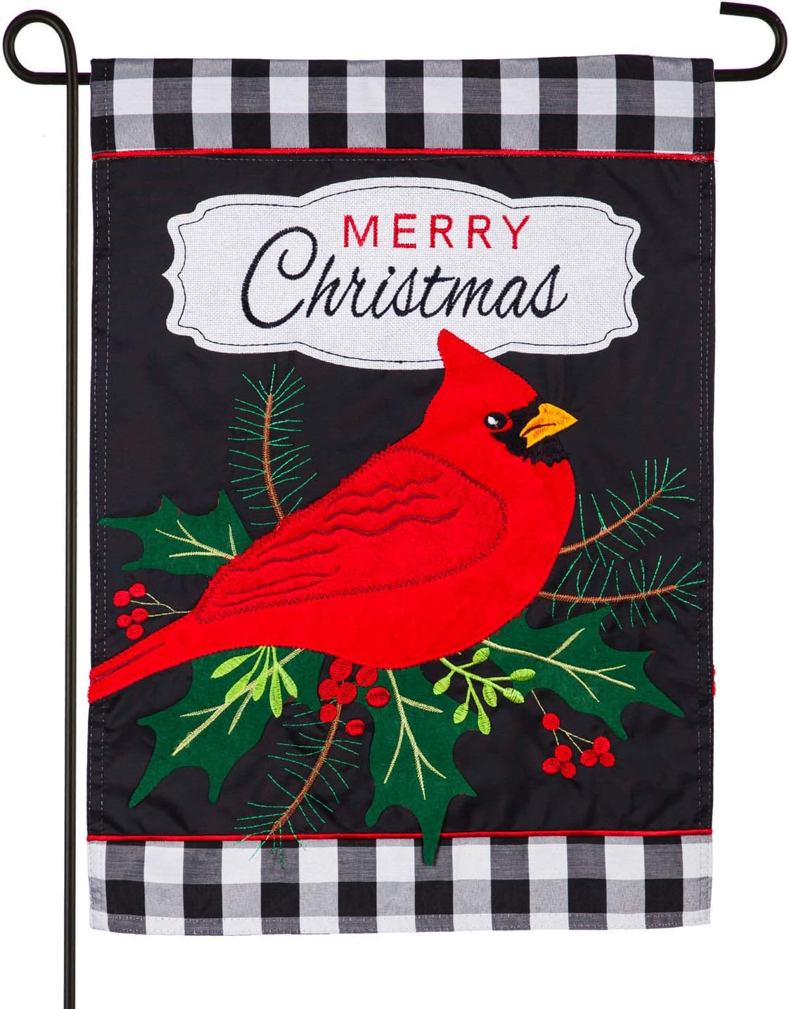 Evergreen Flag Indoor Outdoor Décor for Homes Gardens and Yards Merry Christmas Cardinal Garden Applique Flag