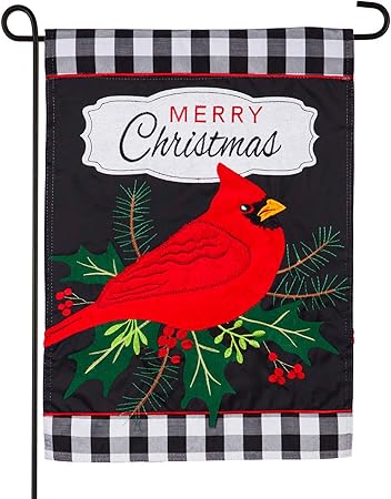 Evergreen Flag Merry Christmas Cardinal Garden Applique Flag
