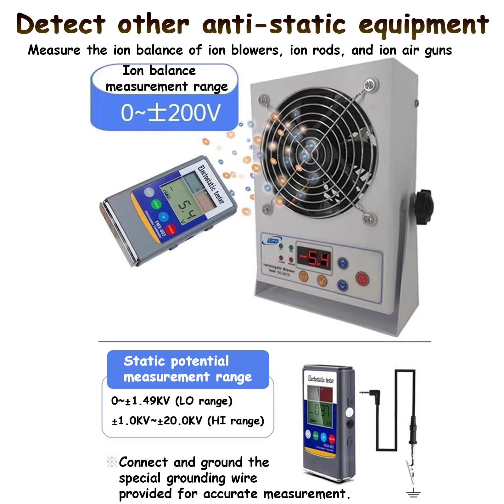 Medidor de campo electrostático, comprobador de voltaje, medidor de electricidad estática, monitor de eliminación, medidor de campo,FMX-003（0-20KV)
