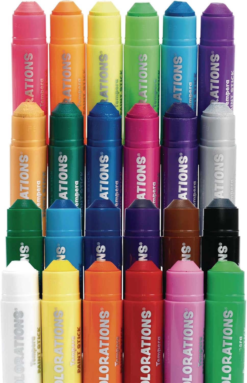 Tempera Paint Sticks, 24 Colors, Silky Smooth Color Application, Classic, Neon & Metallic Colors