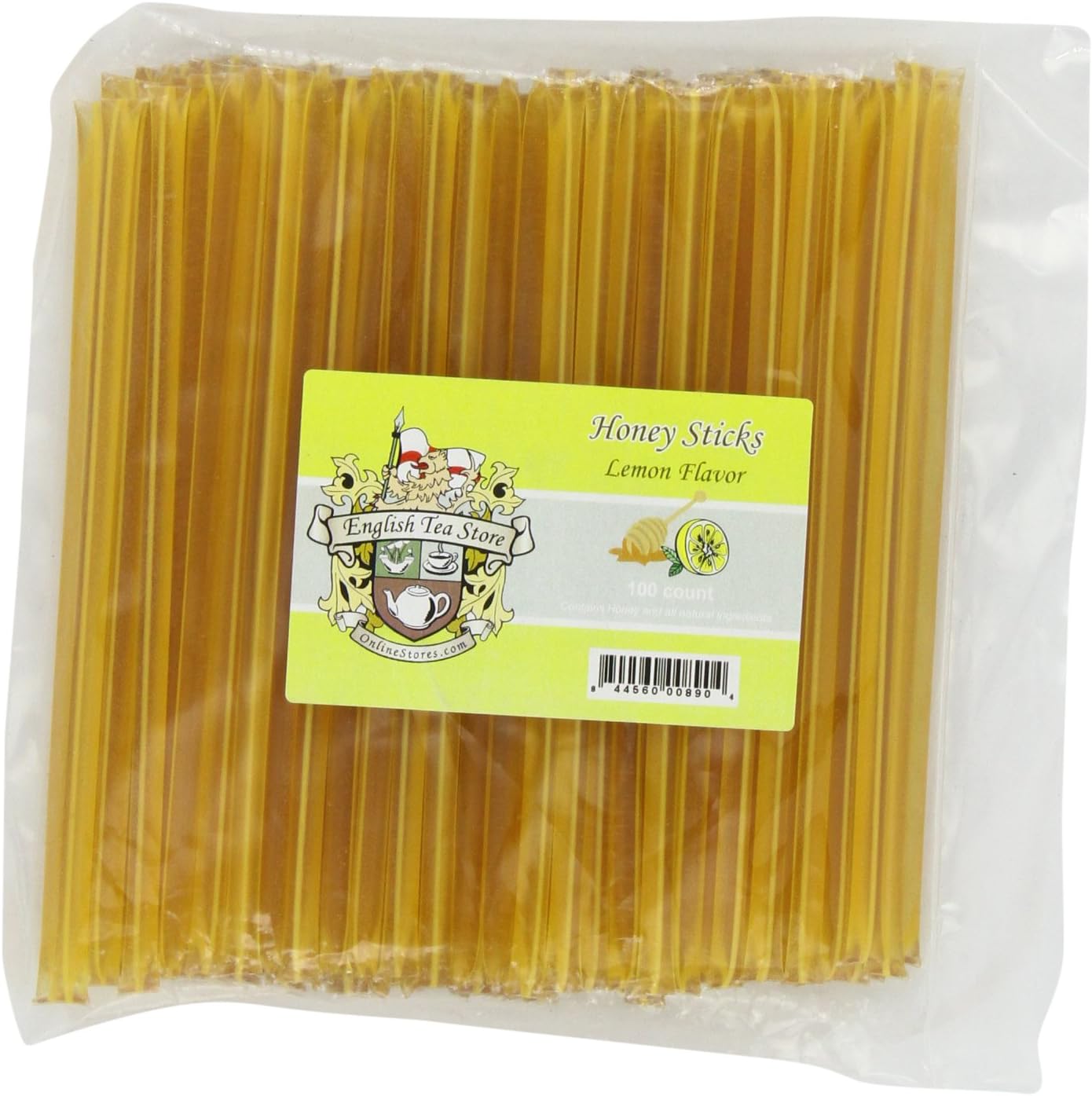 English Tea StoreHoney Sticks | All-Natural Honeystix With Gluten-Free Grade A Honey | Mini Honey Stick For Tea, Cake Pops Or Snacks | Portable Sweet Treat | Lemon Flavored Honey Sticks - 100 Count