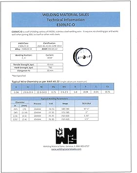 Blue Demon 309LFC-O X .035 X 1LB Spool stainless steel flux core gasless welding wire