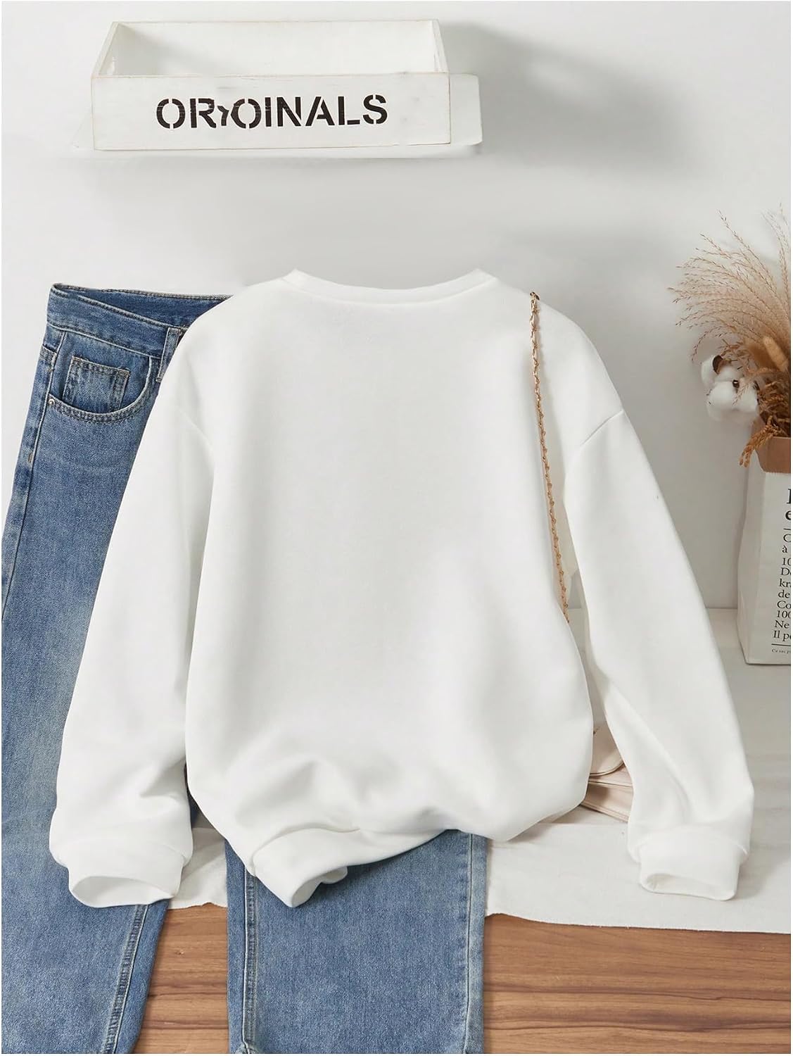 Verdusa Girl's Star Graphic Crewneck Sweatshirt Long Sleeve Drop Shoulder Loose Pullovers
