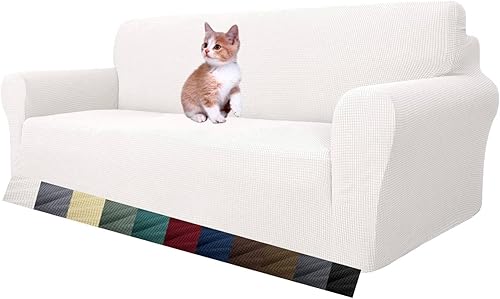 Miniatura 29 de MAXIJIN Fundas para sofá de 3 cojines (71"-91"), funda elástica de 1 pieza para sofá, protector de muebles con parte inferior elástica para niños y