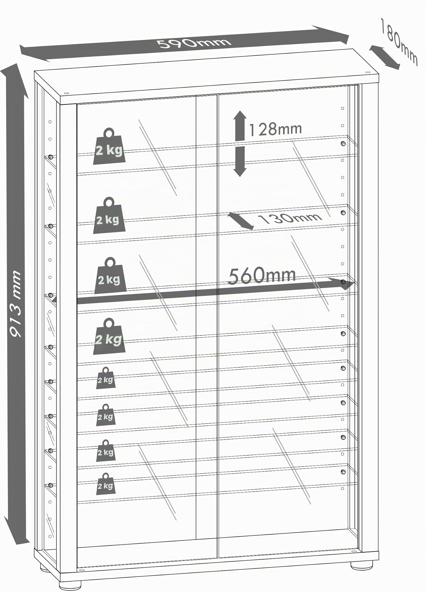 VCM Vitrosa Mini núcleo de Pared gabinete sin iluminación LED, Nogal