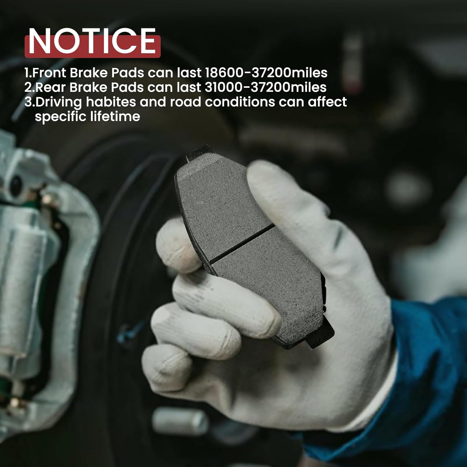 MILLISEC Front Ceramic Brake Pads Set for 1989-2019 Honda Accord/CR-V-All/CR-Z-All/ILX-Gas/Element/Fit-Electric/Civic Car Brake Pads OEM Replaces# 17-914
