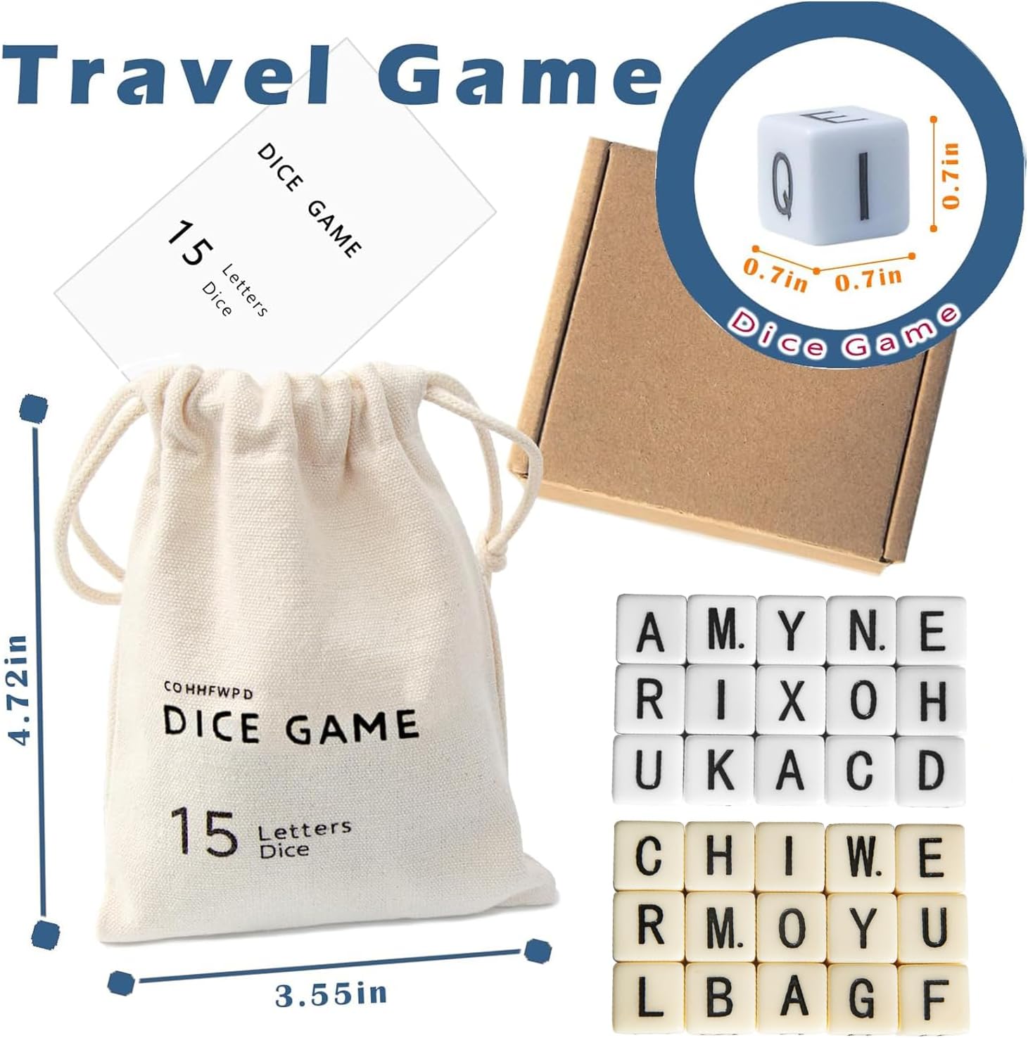 Full Alphabet Crossword Dice Game | Upgraded | 2 Sets of Word Dice - 30 Large Lettered Dice | Fun Family, Travel & On-the-Go Word Game