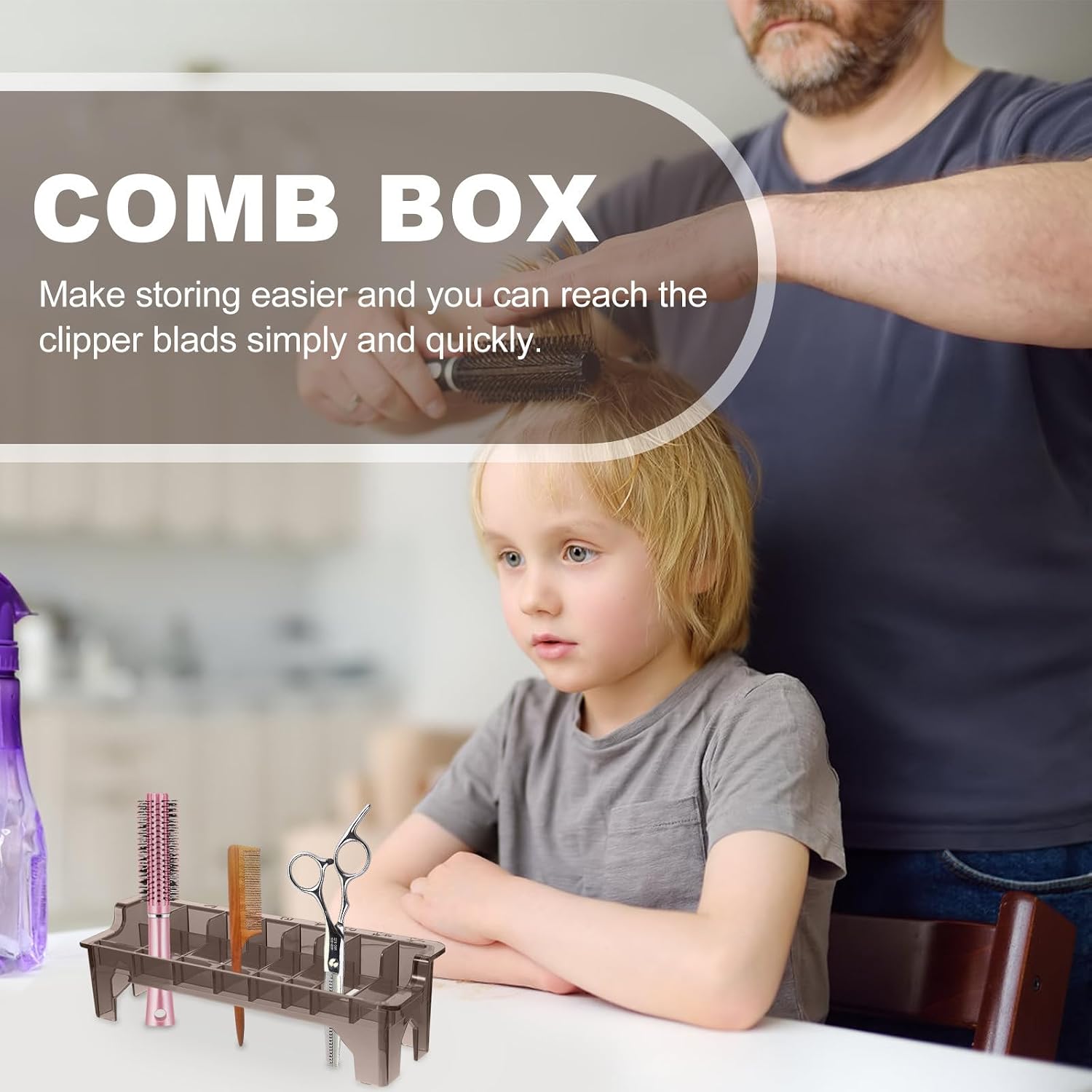 Hair Clipper Comb Organizer Box for Hair Cutting Tools Black ABS