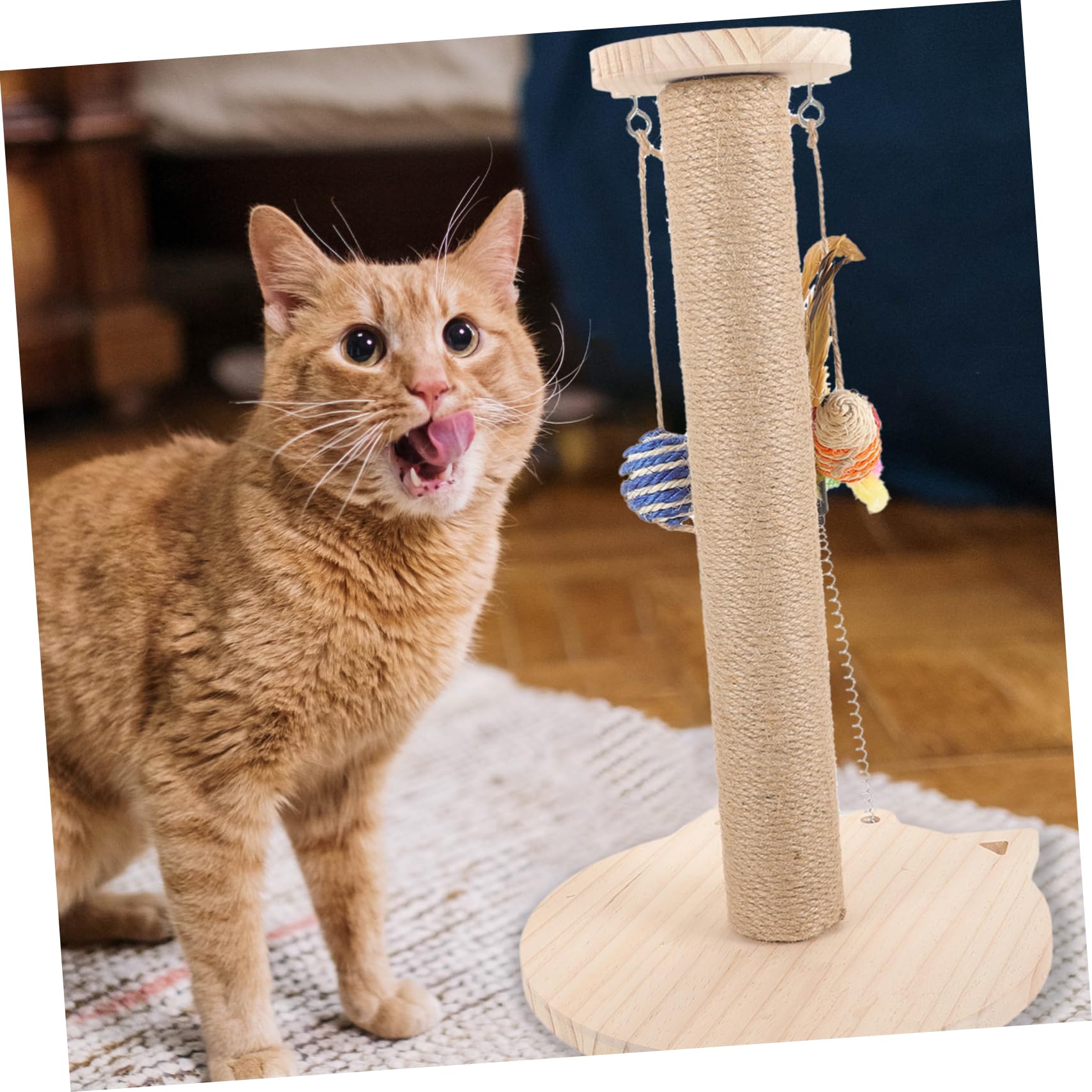 HEMOTON Rascador para Gatos De Sisal Natural Rascador De Suelo para Diario Seguro con Juguete para Rascar Decorativo y Cómodo para Gatitos