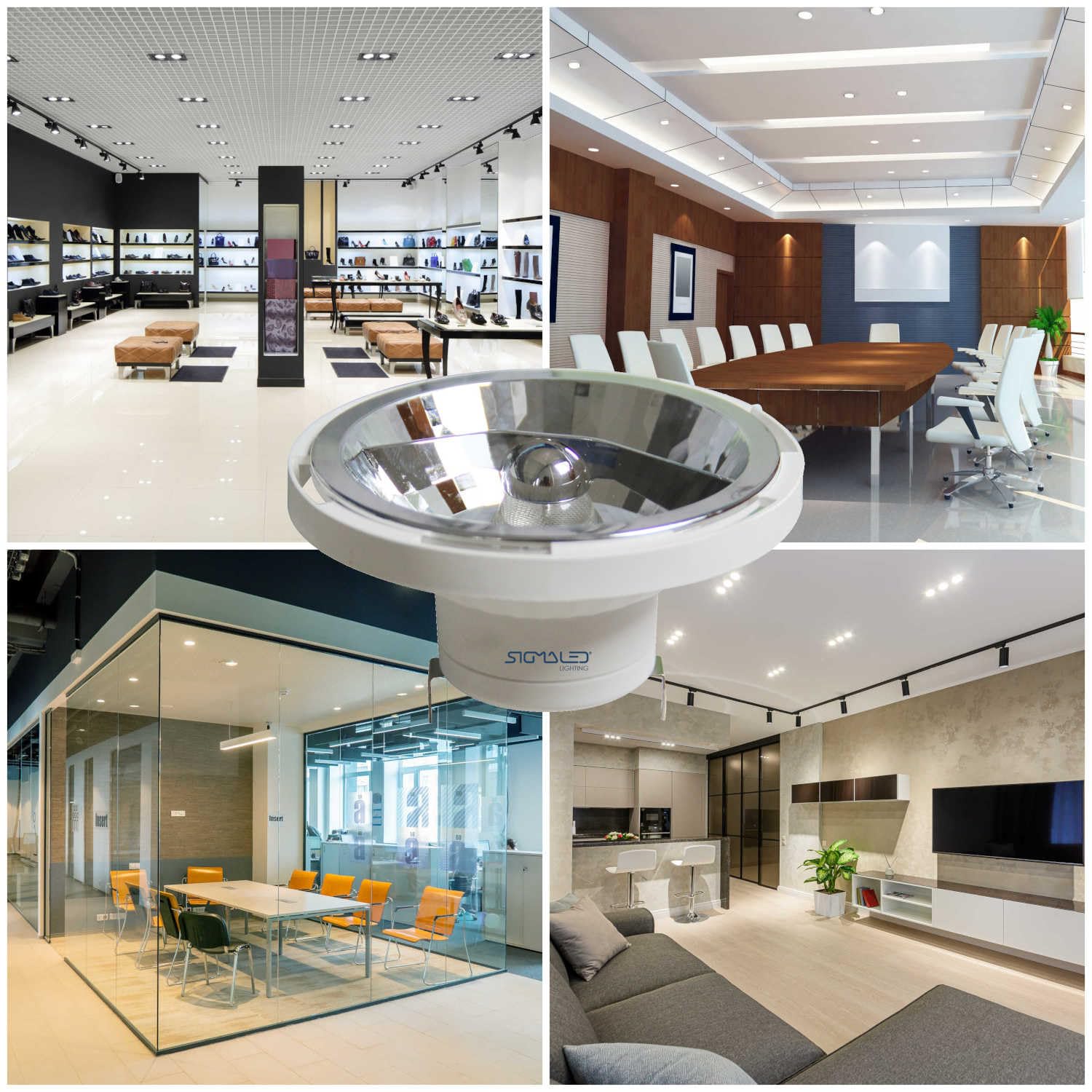 Sigmaled lighting - Faretto LED AR111 G53 14W (equivalente 120W alogena) - Luce Naturale 4000K - 1050 lumens - 12V AC/DC - Spot LED AR111 – 5 Unità
