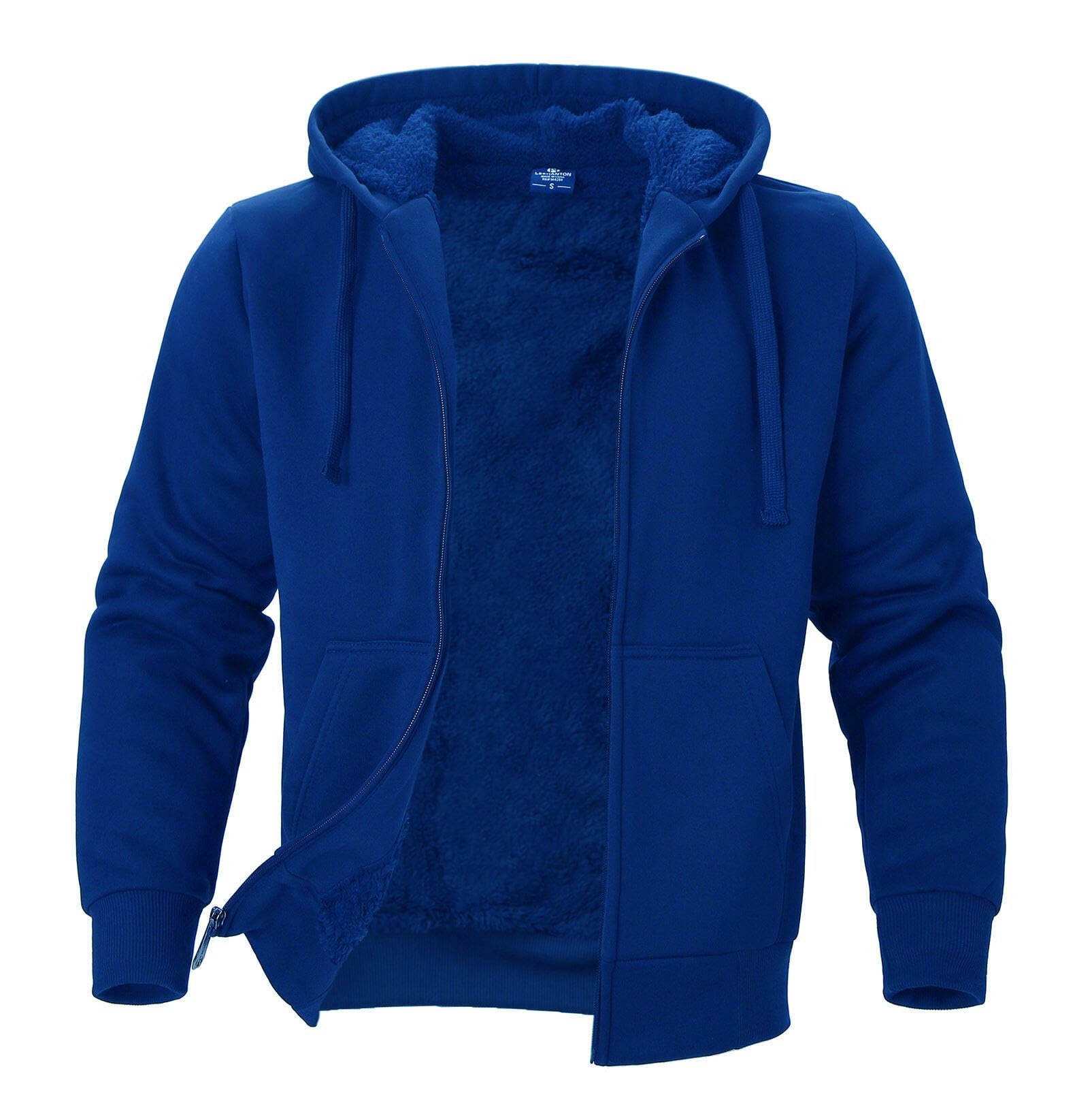 Hoodies for Men Winter Warm Heavyweight Sherpa Lined Fleece Zip Up Hoody Jacket