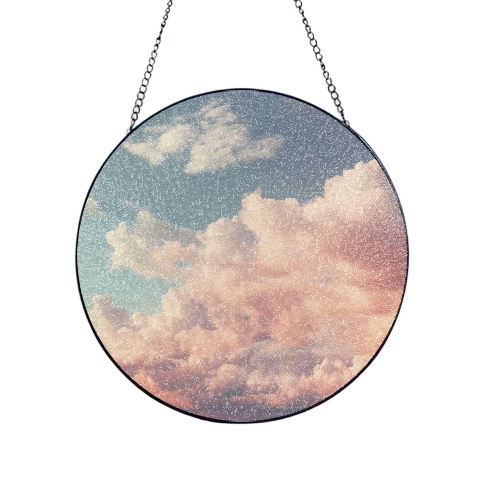 Phayah Clouds Print Stained Glass Window Hanging Sun Catchers Decoration Mother'S Day Birthday Gifts For Home Garden Porch 12in（30cm）