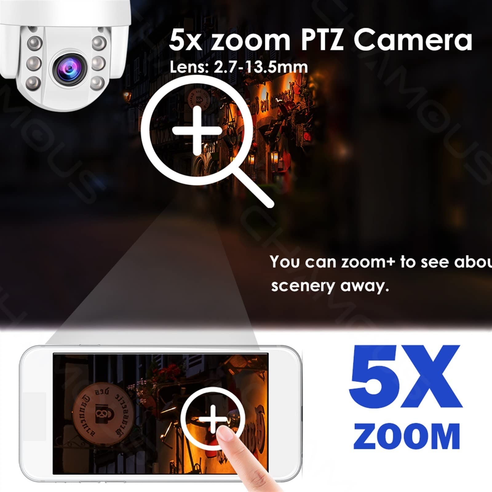 Telecamera Wifi Esterno, Telecamera di sicurezza 1080P Outdoor PTZ 5X Zoom ottico CCTV Videosorveglianza Cam 4G SIM Card Visione notturna a colori P2P Camhi FTP ,Sicurezza, Antifurto(UPGRADE_WIFI CAM