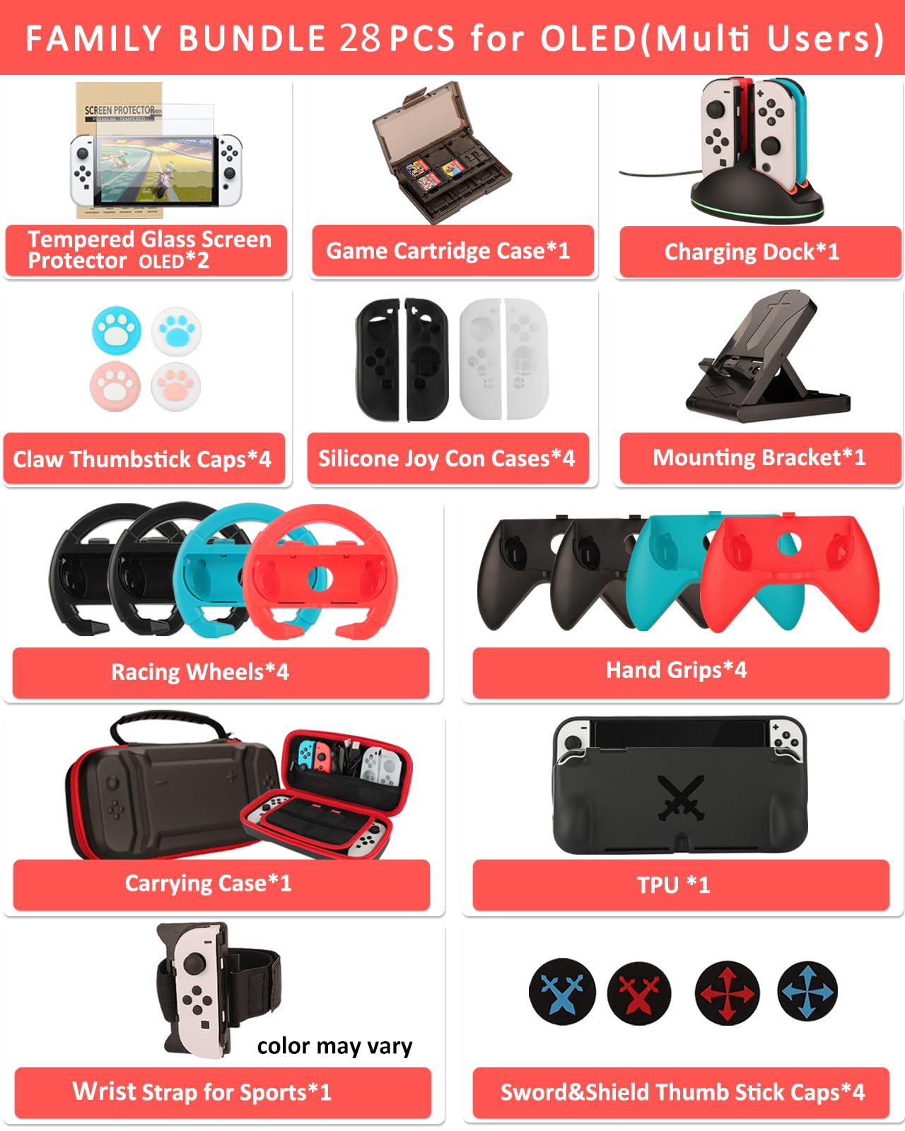 Amazon.com: Switch OLED Accessories - Family Bundle  display picture 3
