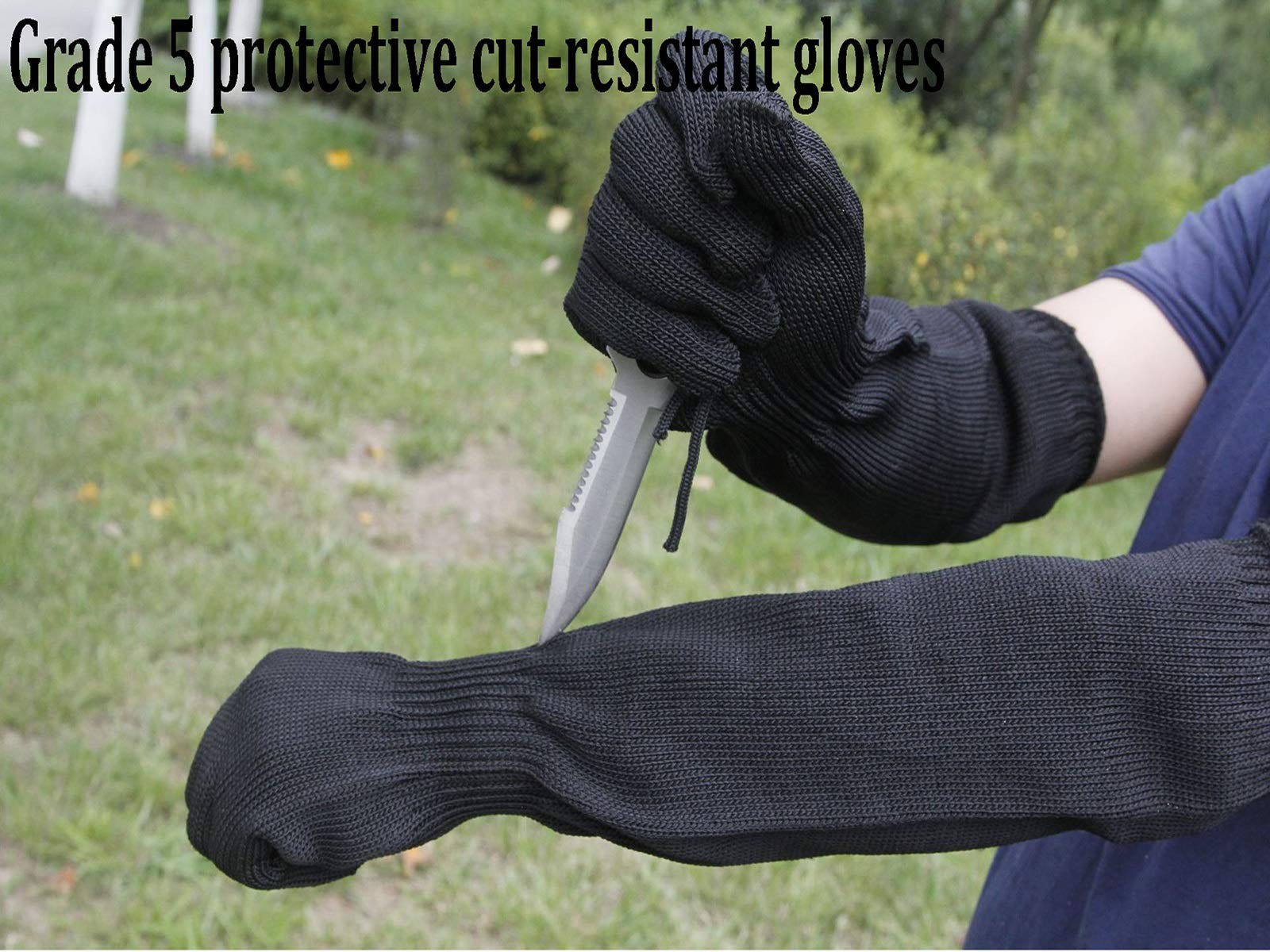 Gants Anti-Coupure 1 Paire de Gants Anti-Coupure, Maille en Acier Inoxydable Fil métallique Cuisine Coupe Boucher Gants de Protection de sécurité des Mains, Bras étendu