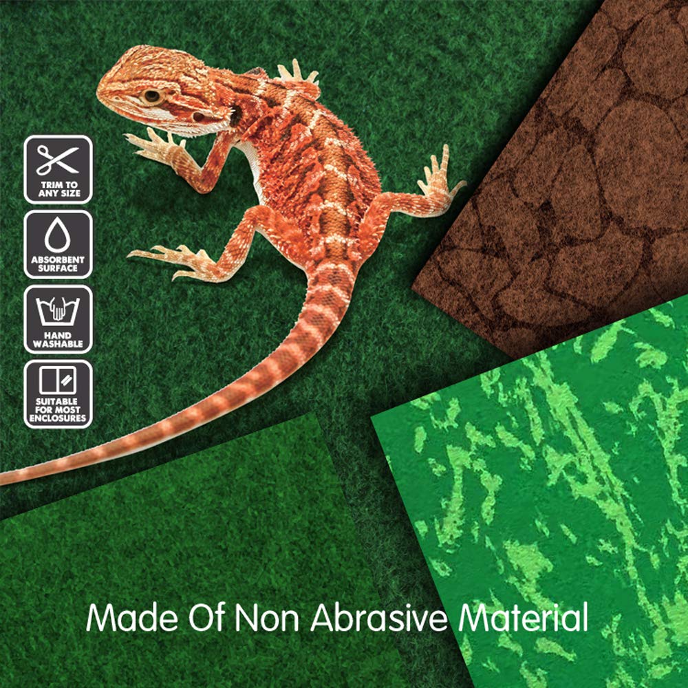 Reptilien-Teppich, Terrarieneinlage, Reptilien-Käfigmatte, Substrat für Schlangen, Chamäleons, Geckos und Küche (2 Blätter) mit Pinzette, 20Gallon(30*12in)