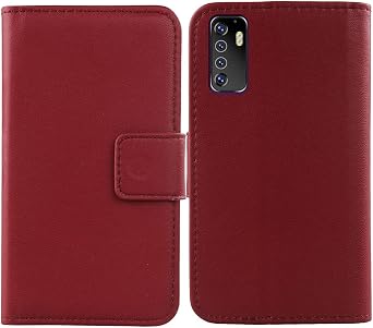 Genuine Leather Case for XGODY A71 6" Wallet Premium Flip Protection Cover Skin Pouch with Card Slot Dark Red