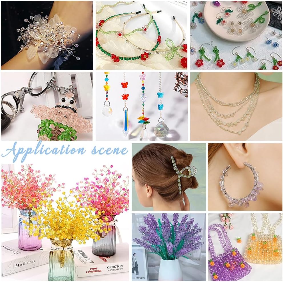 PH PandaHall 350pcs Blue Crystal Beads 8mm Seaside Faceted Glass Beads 7 Styles Briolette Loose Beads Spacers Craft Beads for Winter Boho Surf Bracelet Necklace Earring Keychain Jewelry Making - Image 5