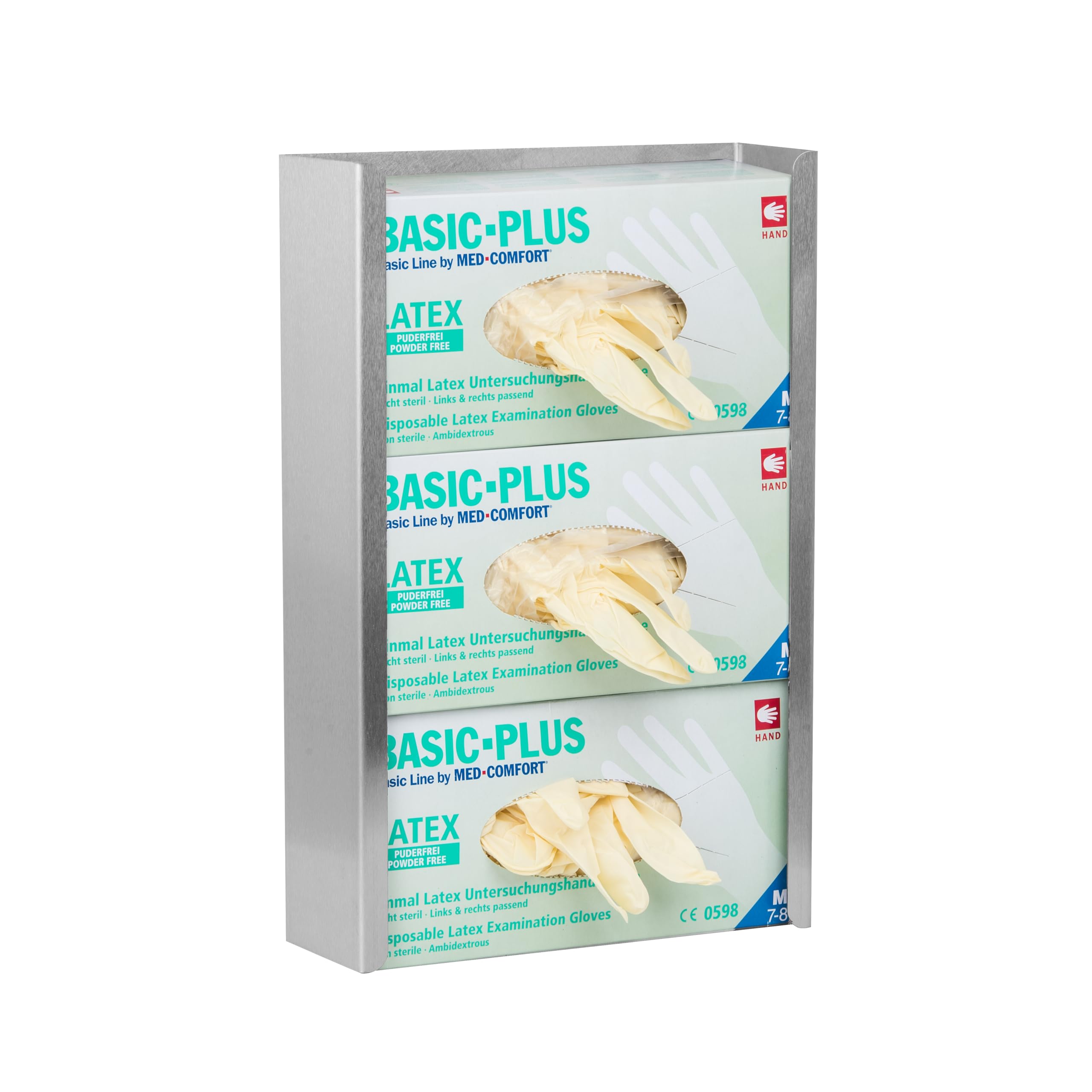 gardivo Soporte para guantes de acero inoxidable (3 cajas), soporte de pared para guantes, dispensador de guantes desechables, soporte para guantes desechables,