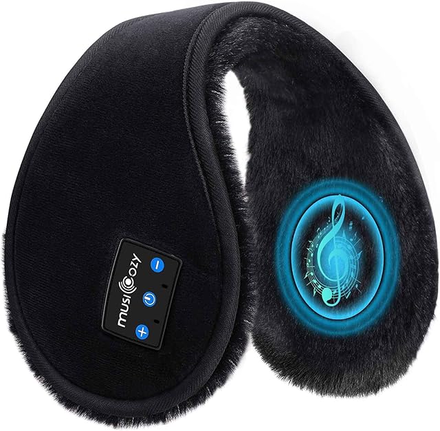 MUSICOZY Earmuffs Headphones, Bluetooth Ear Muffs for Winter,Ear Warmers for Women Girls Men,Wireless Music Headband with Built-in HD Speakers and Carry Bag for Biking Hiking Running Walking etc