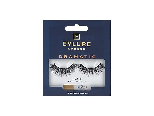 Eylure Dramatic Definition No. 126 - Pestañas reutilizables, adhesivo incluido, color negro, 1 par