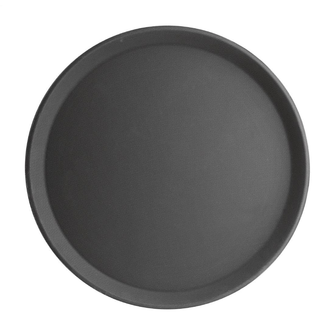 Olympia Black Kristallon Fibreglass Round Non-Slip Tray 406Mm