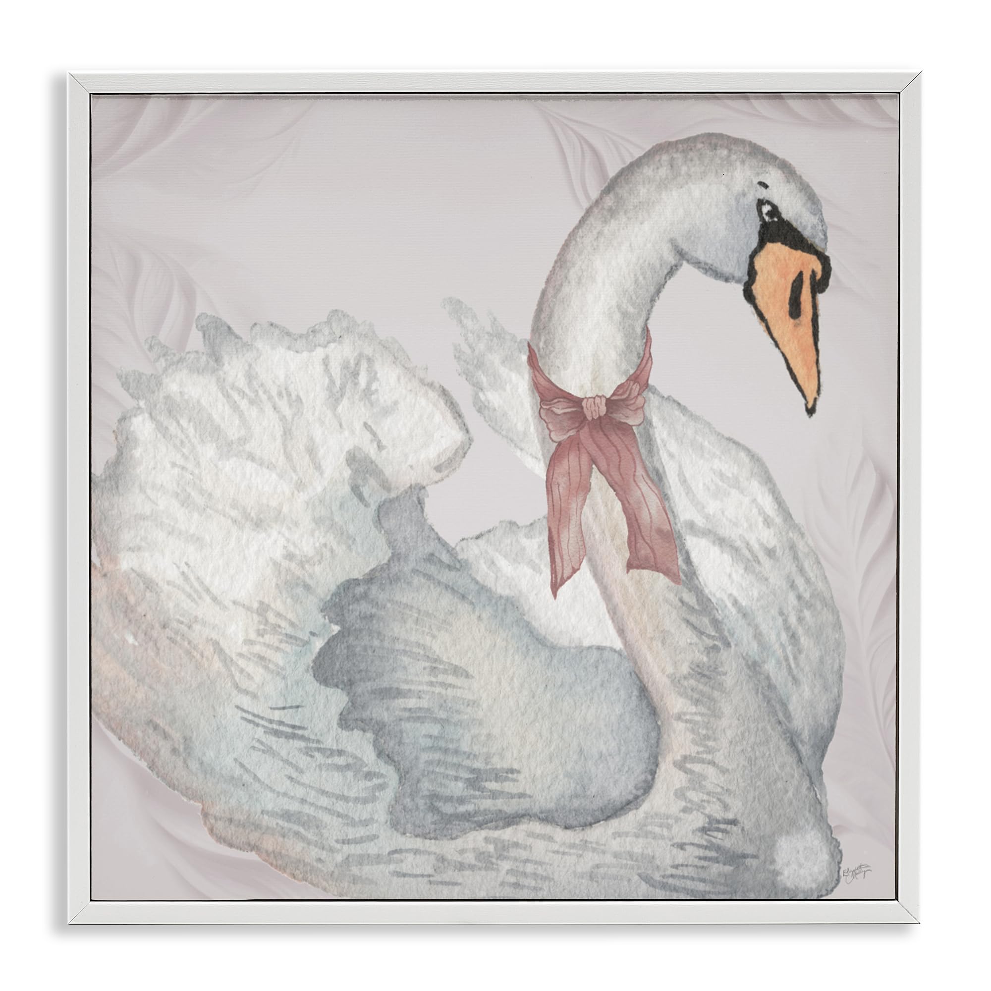 Stupell Industries 'Subdued Classic Swan', Framed Giclee Art, White, 17 x 17