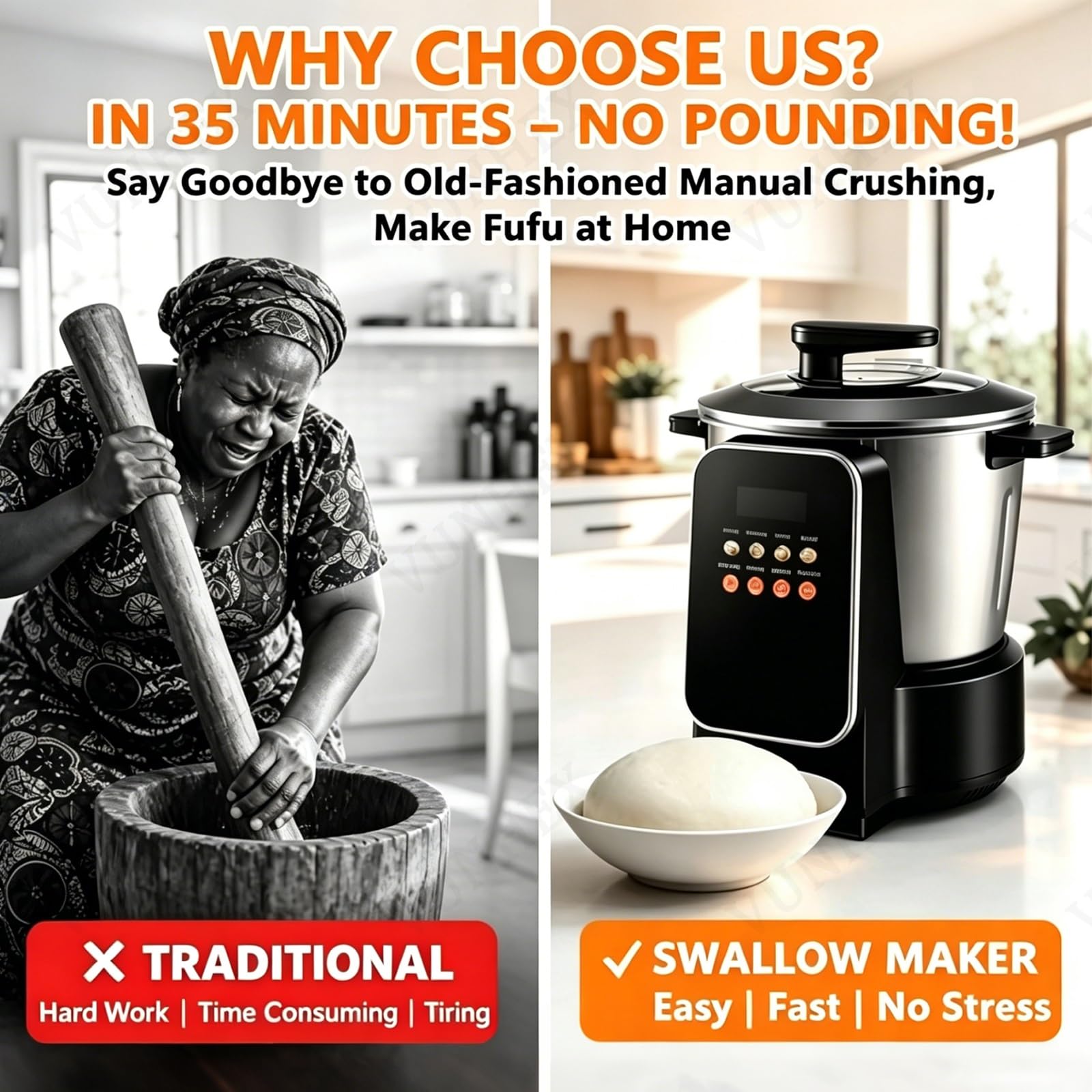 Machine Automatique Pour Pâtes Alimentaires Africaines (Fufu) | Robot culinaire grande capacité (6 L) avec écran tactile LED intelligent, pour Eba, Amala et Banku, accélère le service