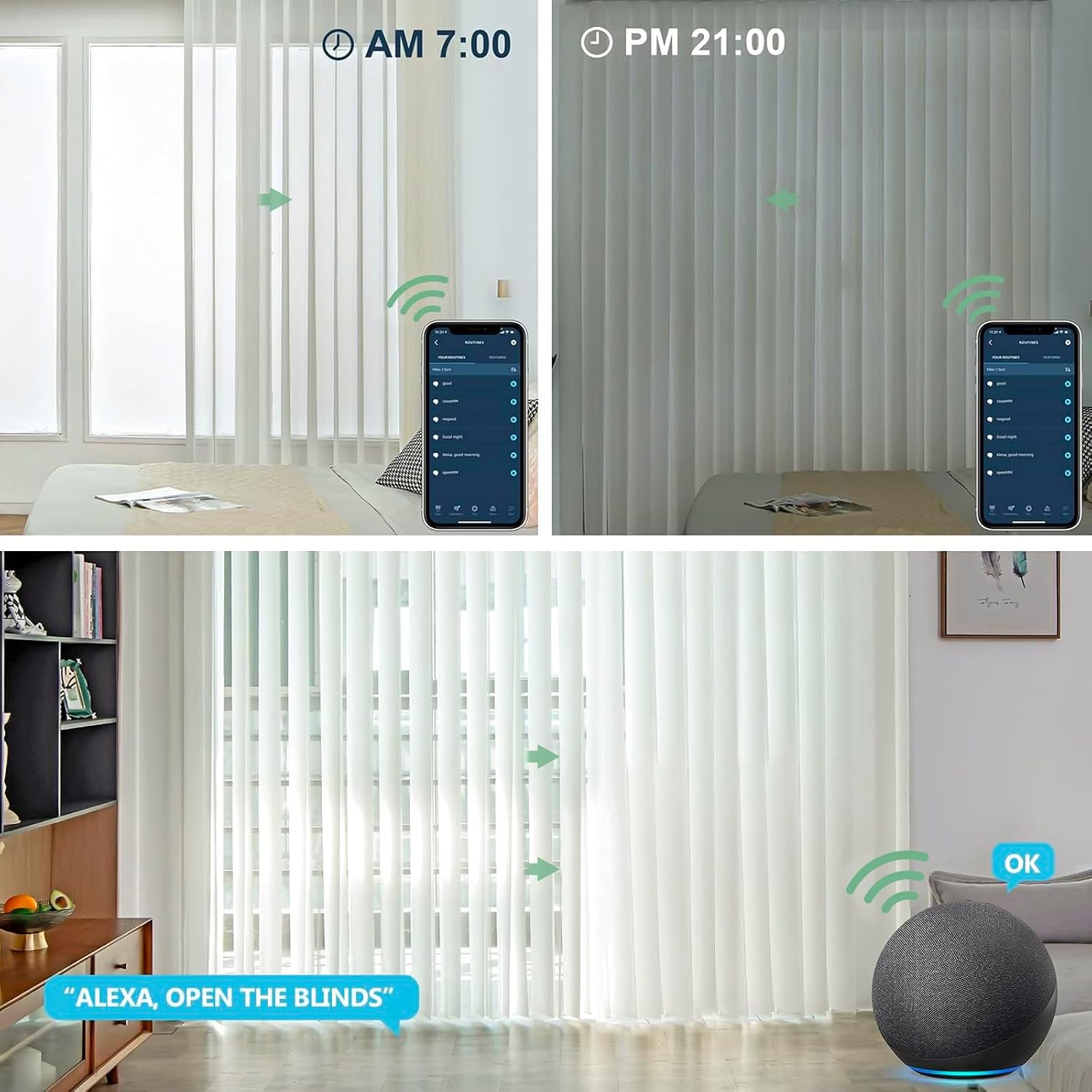 Yoolax Motorized Vertical Blind, Smart Blackout Sliding Door Shades, Blinds for Sliding Glass Doors with Voice Control, Compatible with Alexa Google Home, APP Control, Custom Size, White