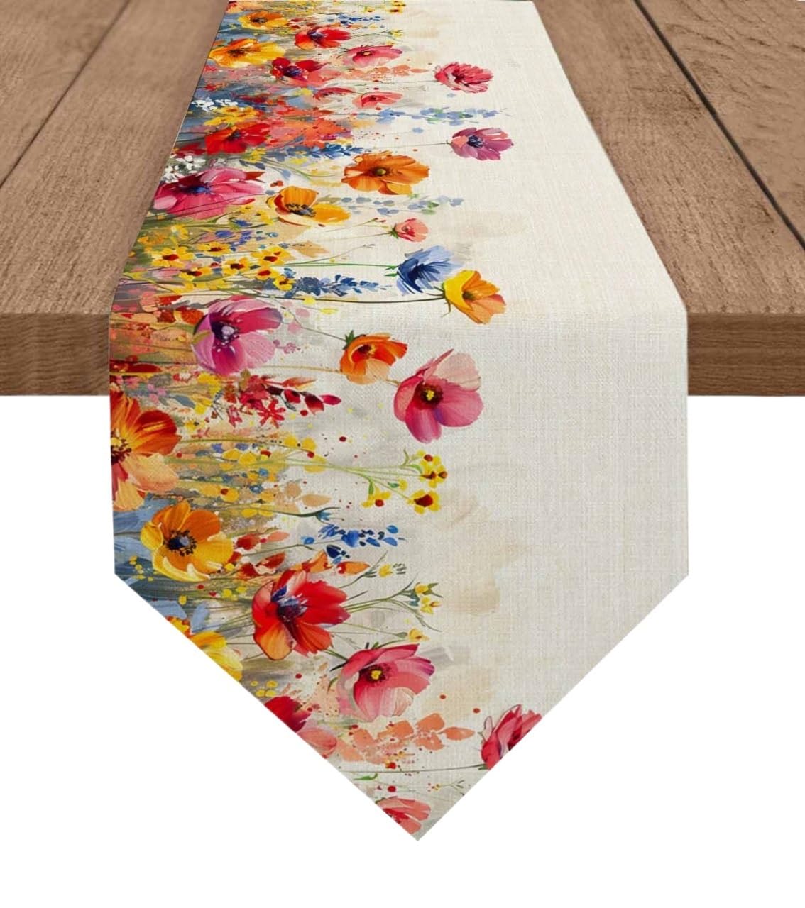 Runner Fiori e piante Foglie Decorazione for la casa Runner da tavolo for matrimoni Tovaglia cucina(46 x 183cm)