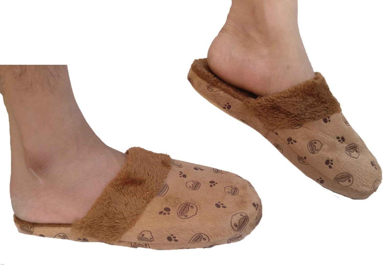 Men's Brown Rubber Warm Winter Slipper Socks -7 to 9