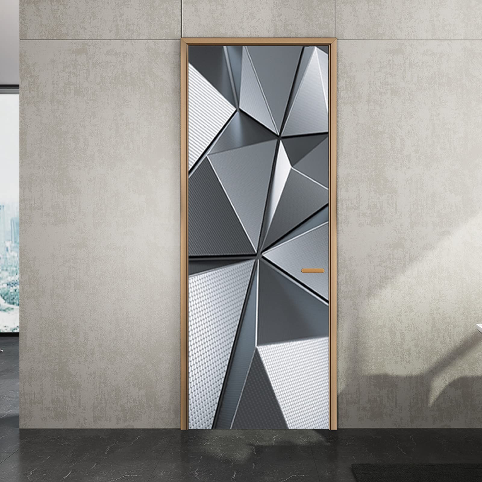 Adesivi Porte 3D Neri - Decorazione Moderna Per Porte Interne | 95x210cm | Facile Applicazione - Foto 14