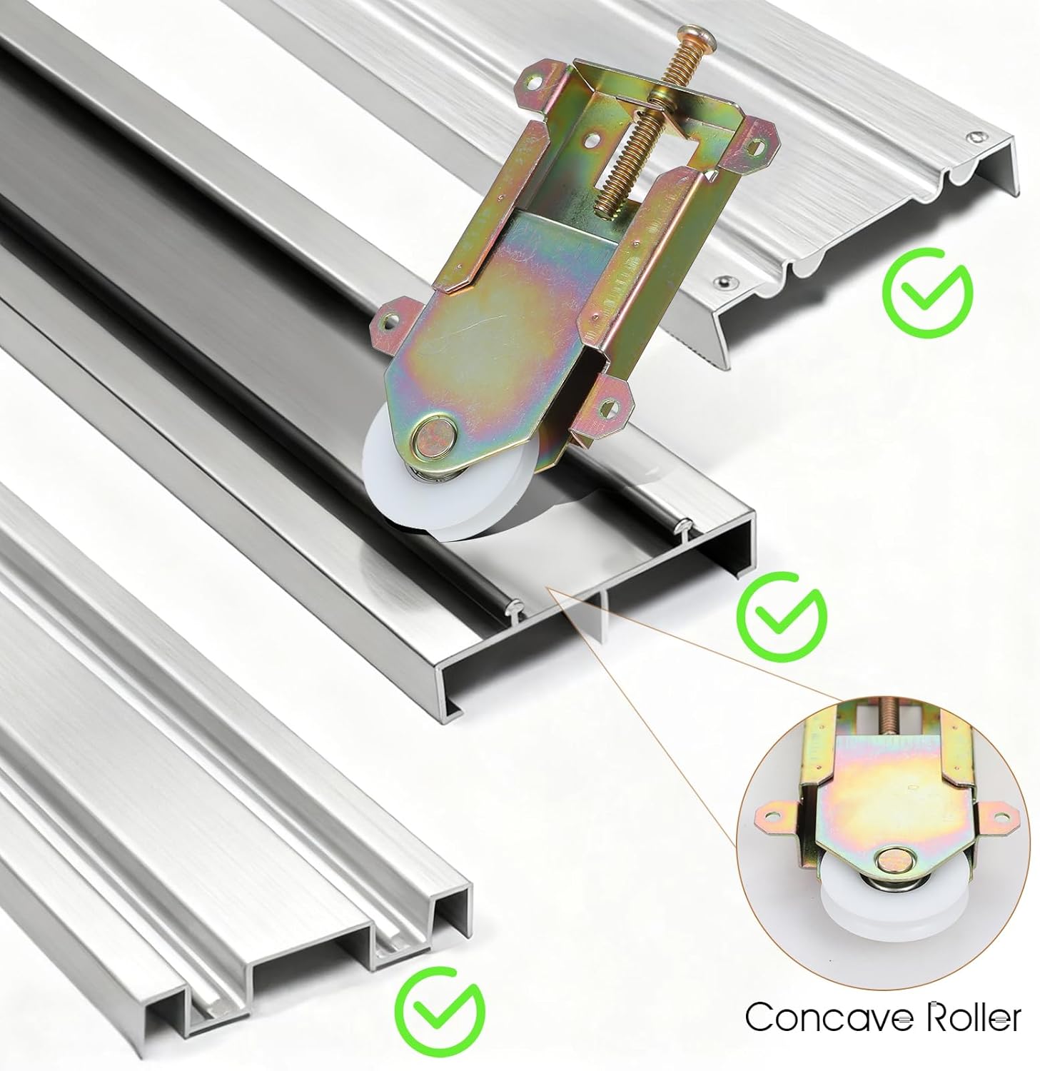 4 Pack 2-1/2" Sliding Mirror Closet Door Rollers Wheels Replacement Assembly, 1-1/2" Inch Nylon Concaved Ball Durable Bearing Wheels, Garage Shower Separate Sliding Glass Screen Door Hardware Fits