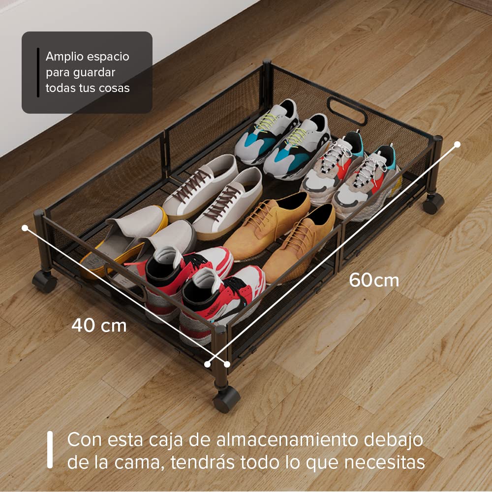 Caja Almacenaje Zapatos Cajones Bajo Cama ShGaxin - Pack De 2 En Madera De  Pino Con Ruedas (85x55x16cm, 20kg Capacidad) Cajas De Almacenaje Bajo Cama, image size:1000x1000