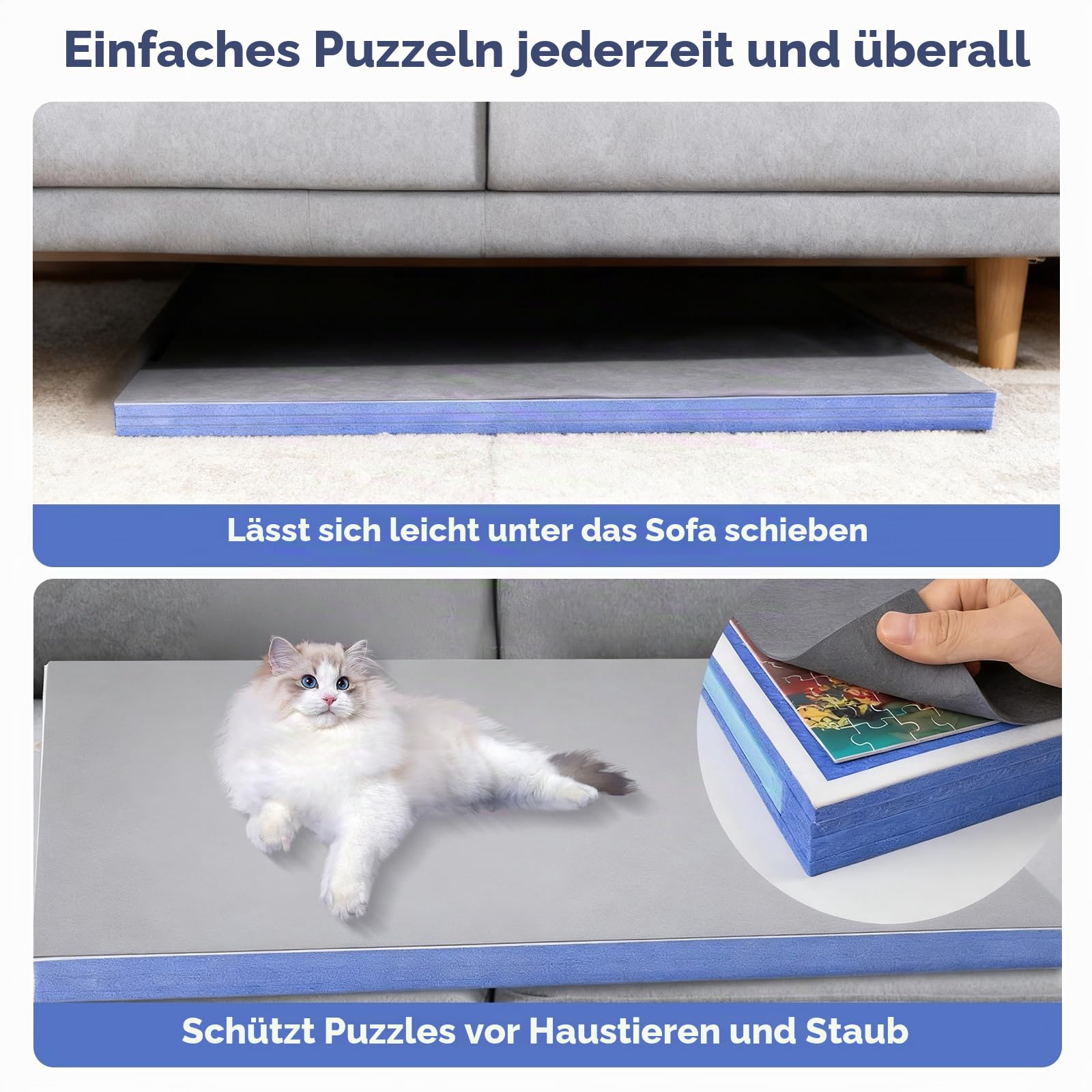 Puzzletisch 1000 Teile mit 4 Schubladen - Kippbares Puzzlebrett mit Holz Ständer - Tragbarer Filz Puzzle Board - Puzzleplatte mit Staubschutzhülle Ideal für Erwachsene