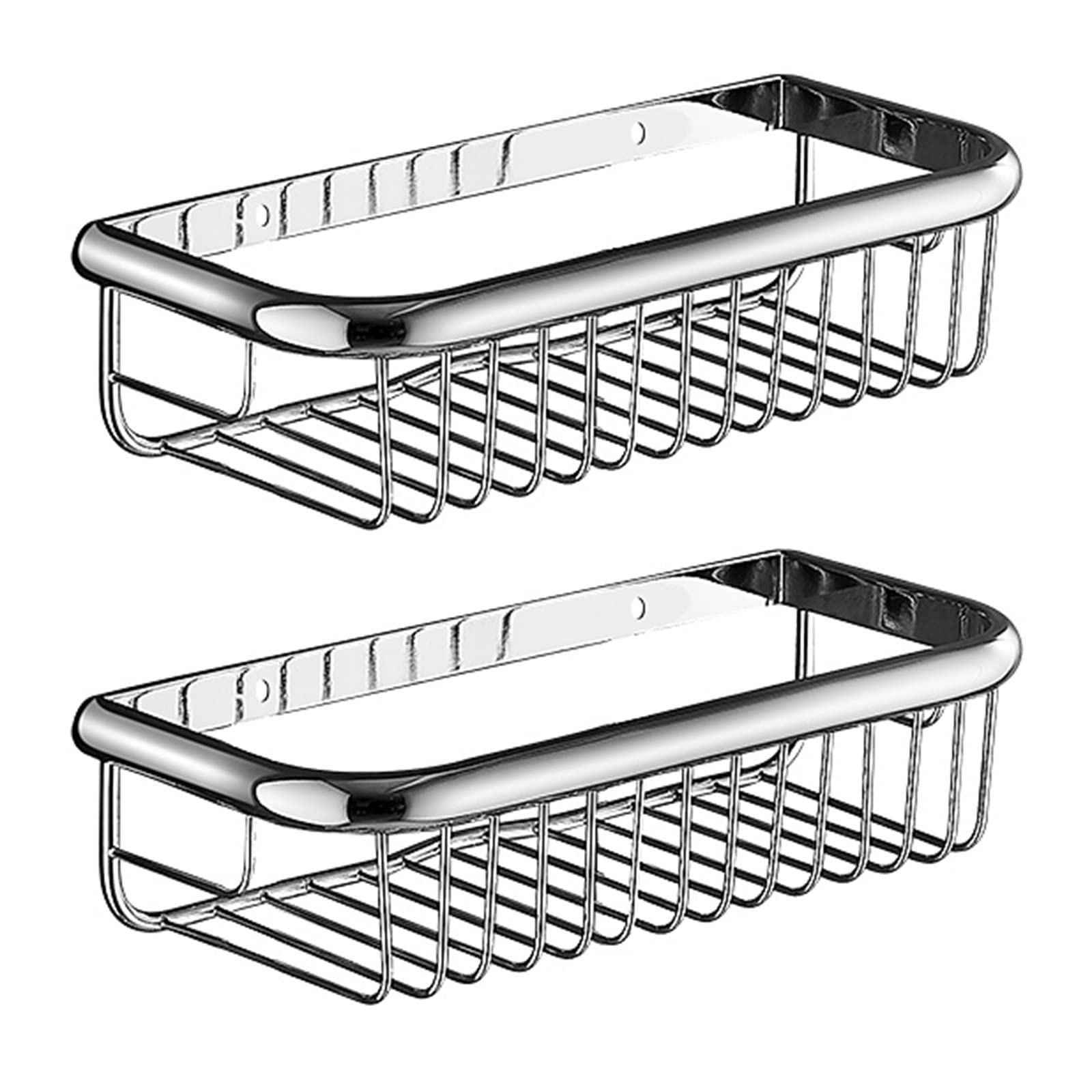 YQIRONRI Shower Caddy Adhesive Storage Anti Rust Basket Wall Mount No Drilling Full Copper For Toilet Kitchen chrome
