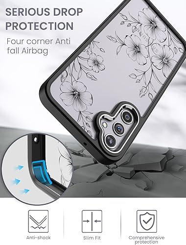 Miniatura 6 de Funda para Samsung Galaxy A14 5G con protector de pantalla de vidrio templado 2 unidades, protección de grado militar TPU suave y policarbonato