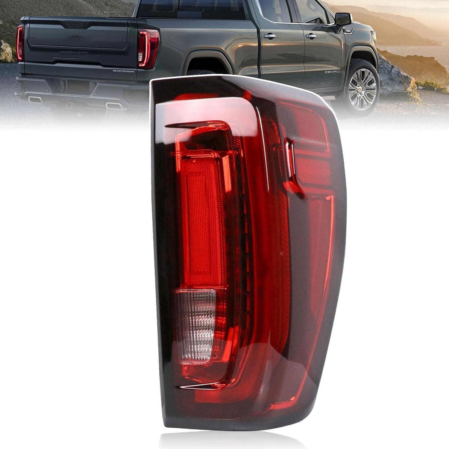LED Tail Light Assembly Compatible with 2019-2024 GMC Sierra 1500/2500HD/3500HD,Right Passenger Side Taillights Rear Lamp with Signature Brake Light Replace# 84565922 GM2801310