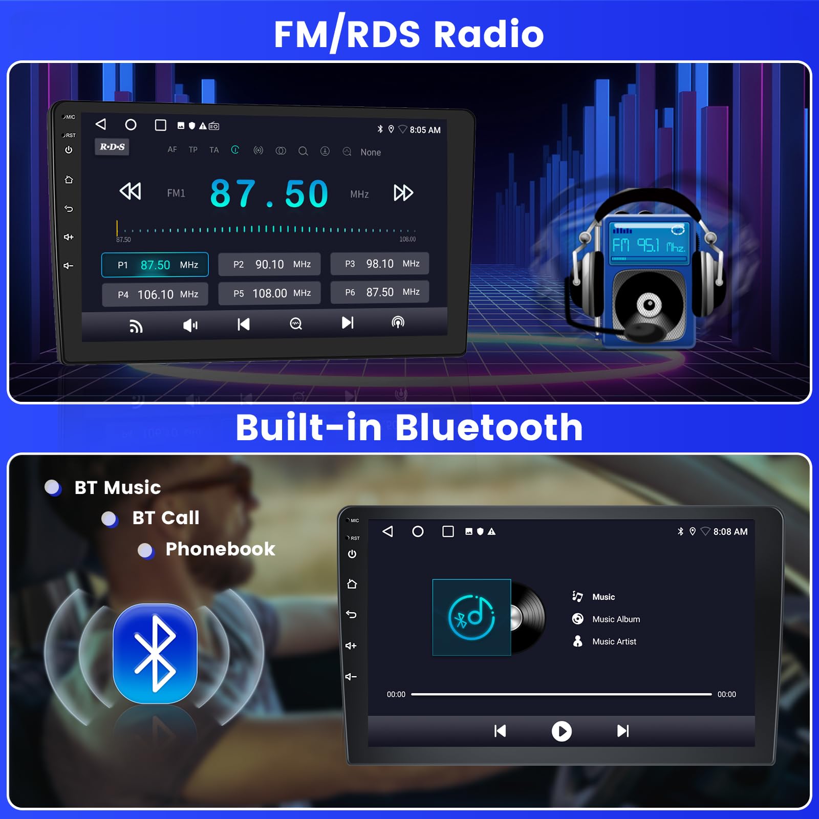 Inefala 2+64G Radio per Fiat Doblo 2015 Yeni 2015 Kasa 2015 Android 15 con Wireless CarPlay Android Auto, 9 Pollici Schermo per Auto Soporta Bluetooth WIFI 26UI GPS FM EQ SWC AHD Telecamera Posteriore