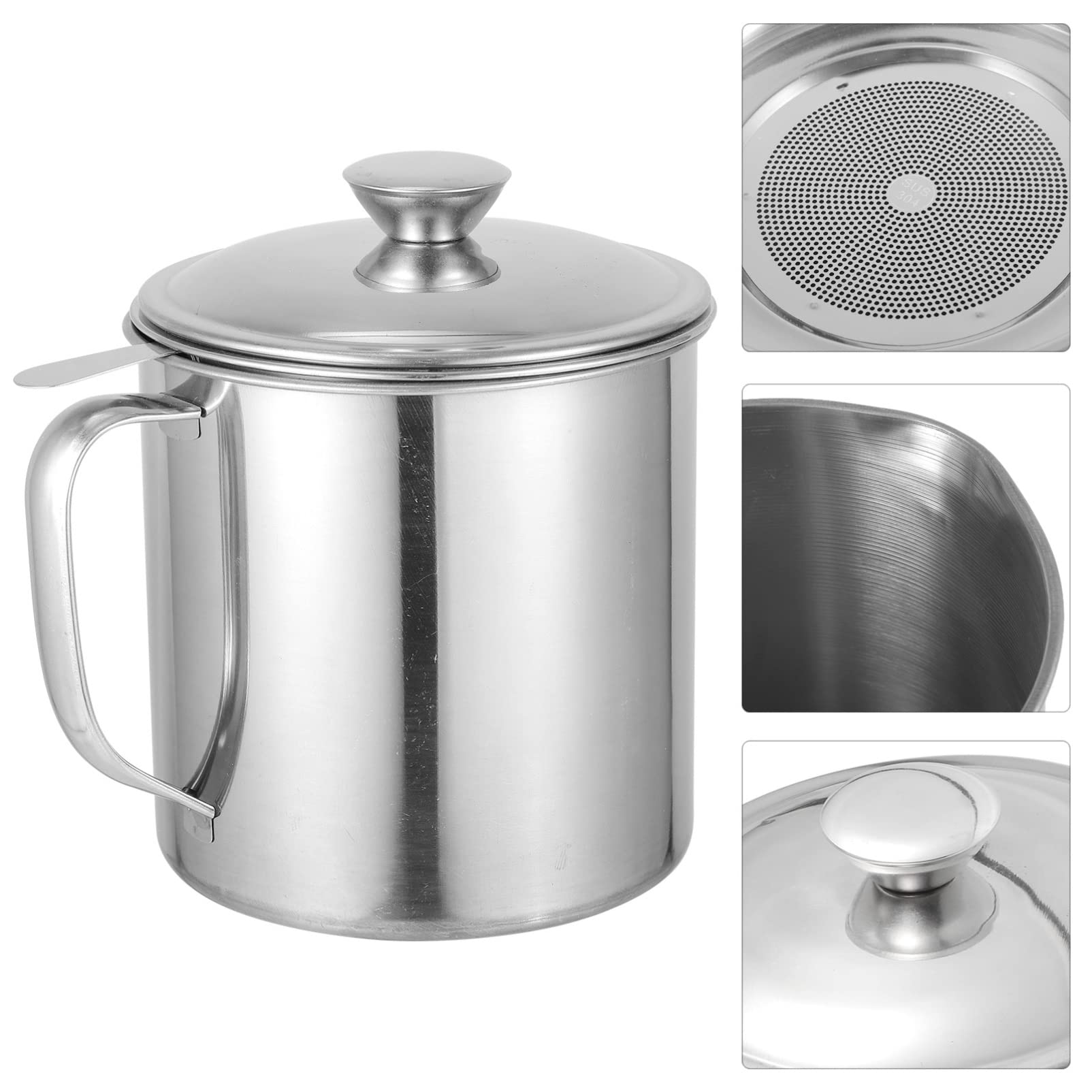 Contenitore Grasso Pancetta Acciaio Inox - Con Filtro, 1.3L, Anti-polvere - Foto 11