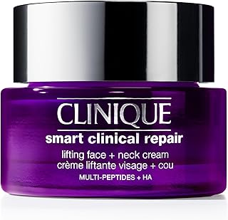 Clinique Smart Clinical Repair Anti Aging Lifting Face + Neck Cream with Peptides + Hyaluronic Acid For All Skin Types | Hydrating