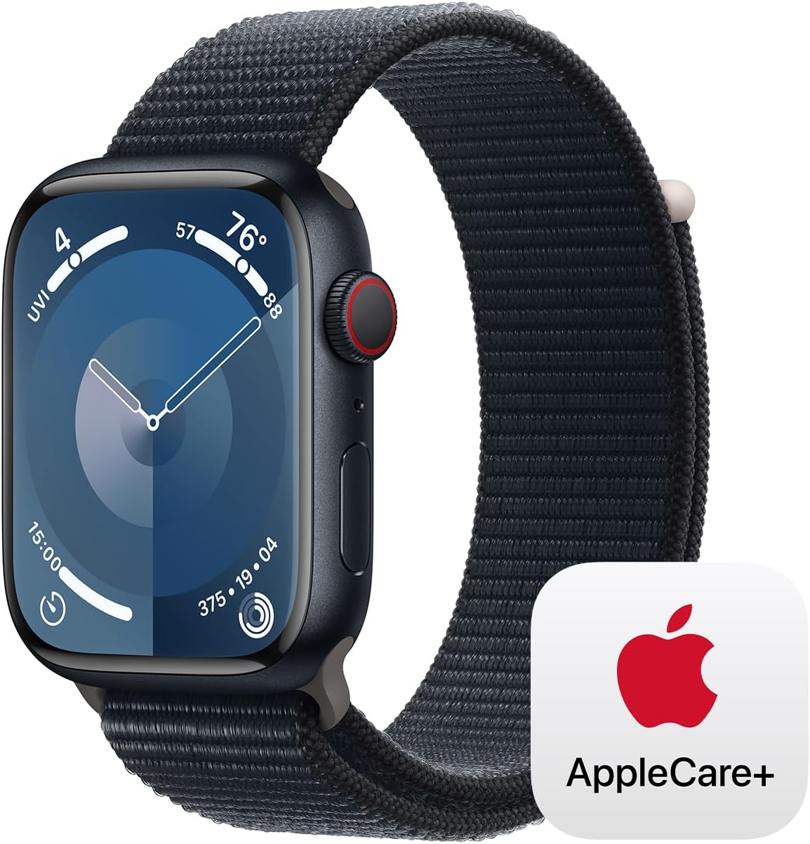 Apple Watch Series 9 [GPS + Cellular 45mm] Smartwatch with Midnight Aluminum Case with Midnight Sport Loop. with AppleCare+ (2 Years)