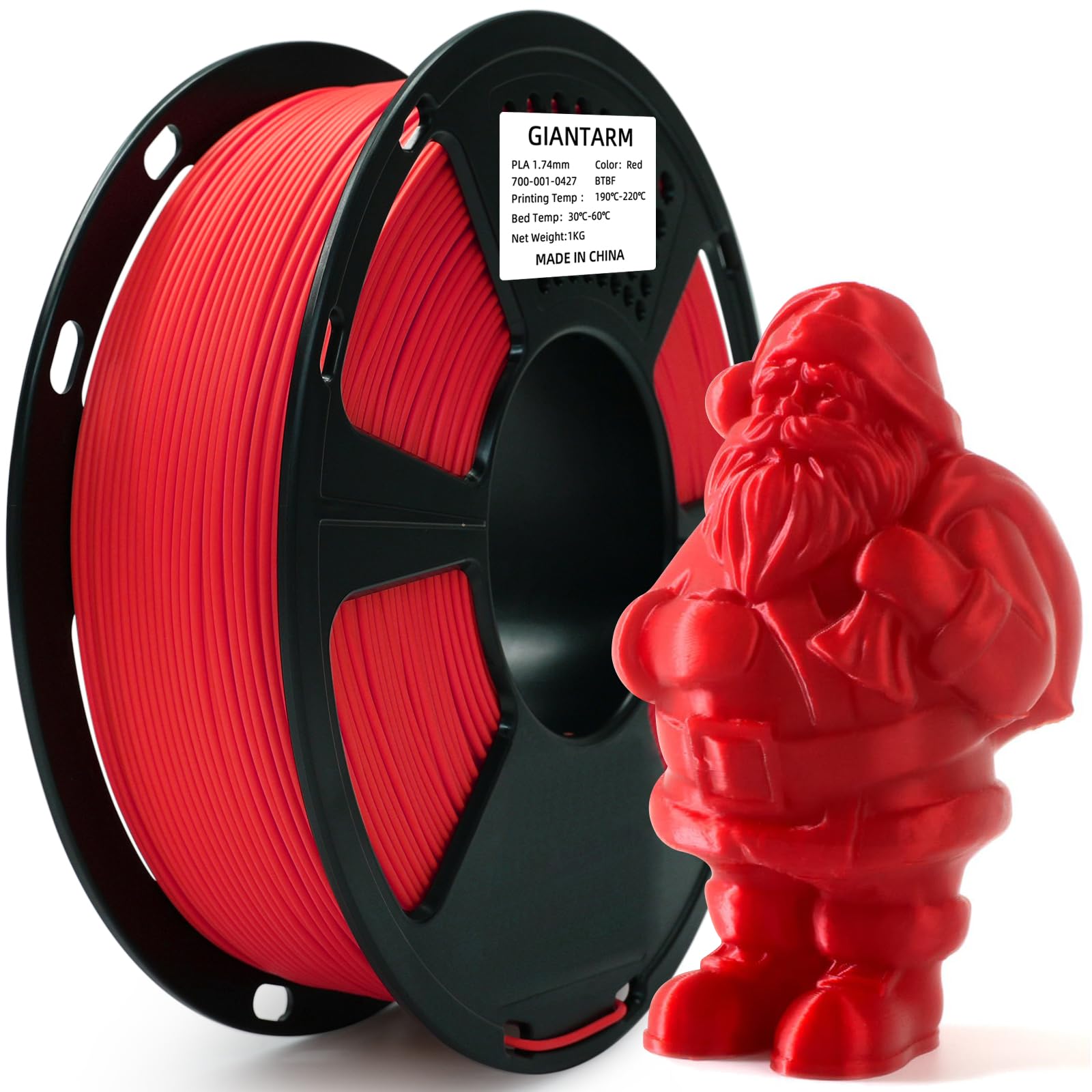 Filamento PLA para impresora 3D, filamento PLA GIANTARM 1,75 mm, precisión dimensional +/- 0,02 mm, carrete de 1 kg, embalaje al vacío, apto para la mayoría de impresoras 3D en Markt, rojo