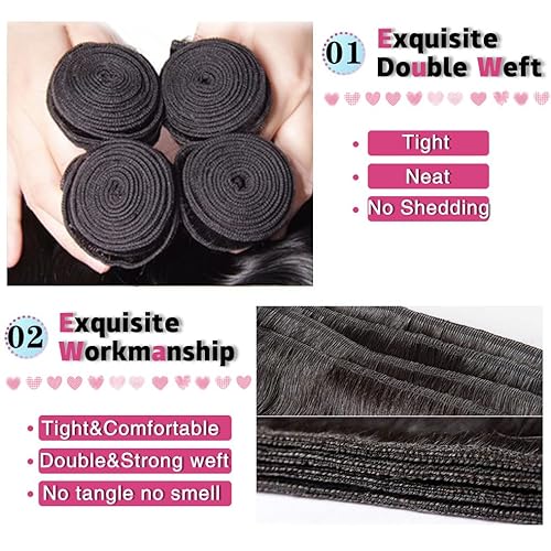 Vista 27 de Paquetes de cabello humano virgen brasileño ondulado de 16, 18, 20 pulgadas, 3 manojos de cabello humano ondulado 100% sin procesar, mojado