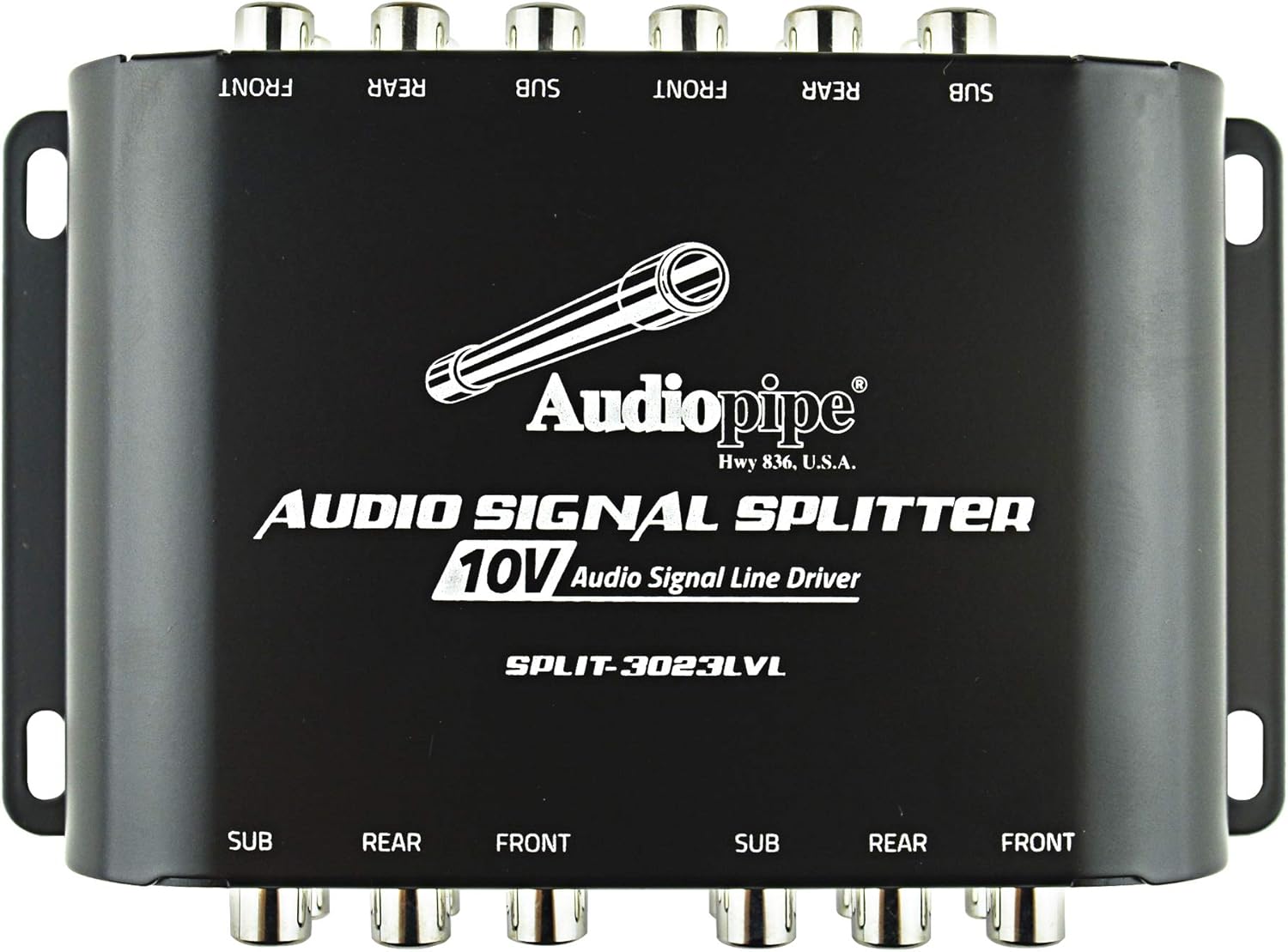 Audiopipe Audio Signal Splitter (SPLIT-3023LVL), 10V Line Driver, Built-in Line Level Gain Control, Remote Bass Knob, RCA Stereo Splitting, Optimal Clarity, 3 Inputs, Multiple Connection, 95dB