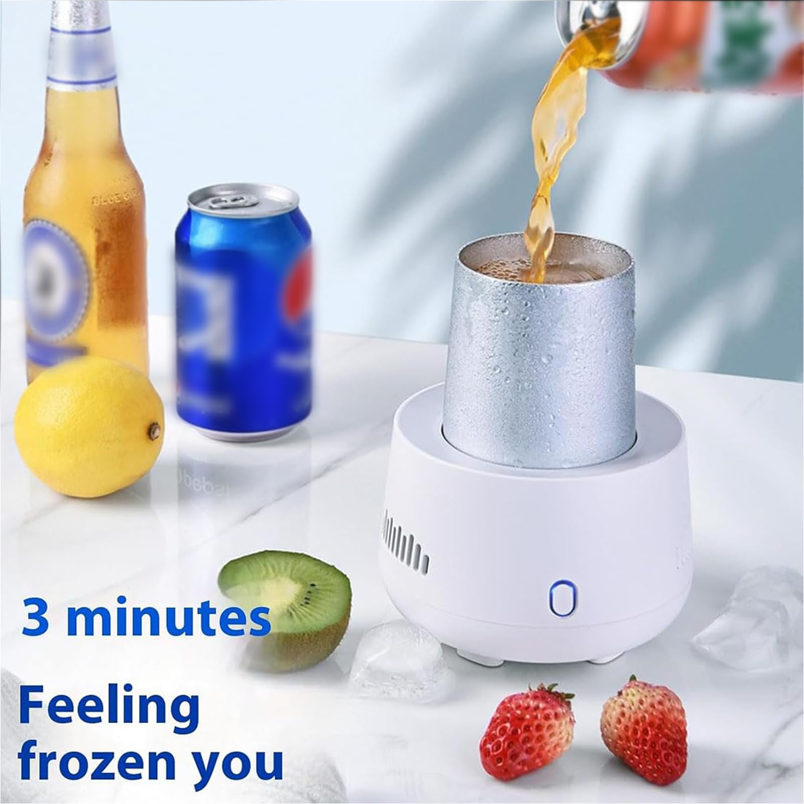 Tazza di Raffreddamento Istantaneo, Macchina Intelligente per Bevande Fredde con Cavo USB da 1 m, Mini Macchina per il Ghiaccio Tazza Refrigerante Elettrica Raffreddatore Intelligente per Birra