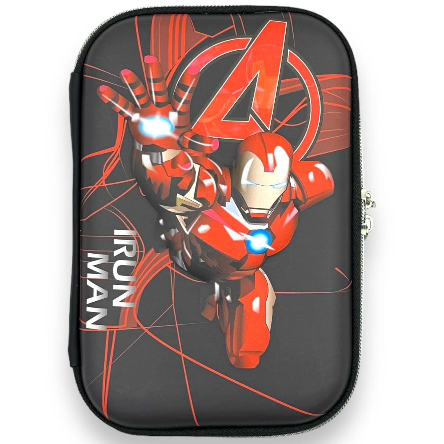 SAMVARDHAN Polyester Hard Relaxed Fit Top Eva Pencil Case Stationery Box Pen Holder Zipper Pouch Cosmetics Organizer School Kids Girls Women Multipurpose (Set Of 1) (Iron Man),Multicolor-image-35