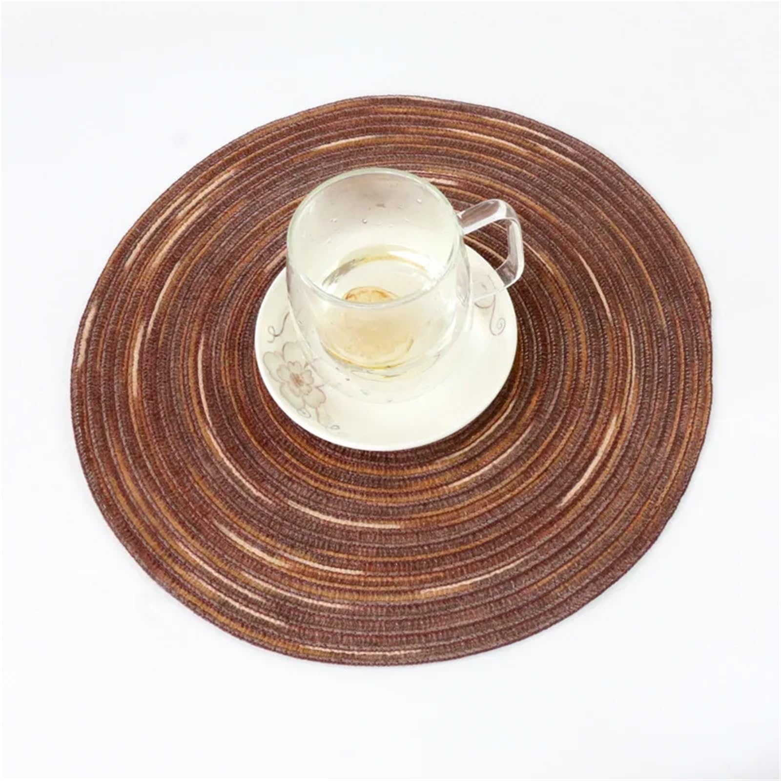 Woven Placemats 1PC Round Placemats And Coasters Braided Woven Place Mats Washable Heat Resistant Table And For Dining(Brown,38CM)